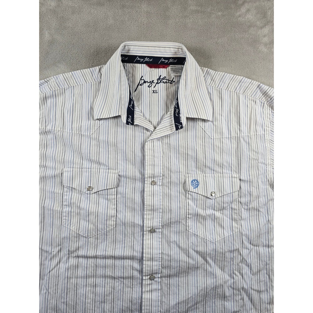 George Strait Shirt Mens XL Striped Western Long Sleeve Pearl Snap Cowboy